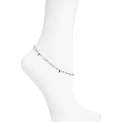 Argento Vivo Purple Stone Beaded Anklet