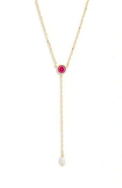Argento Vivo Red Stone Lariat Necklace