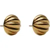 Argento Vivo Ribbed Button Stud Earrings