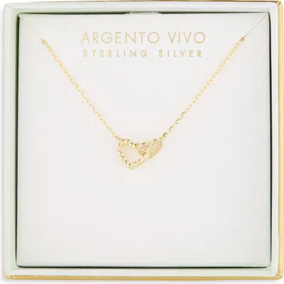 Argento Vivo Rope Interlocking Heart Necklace In Gold