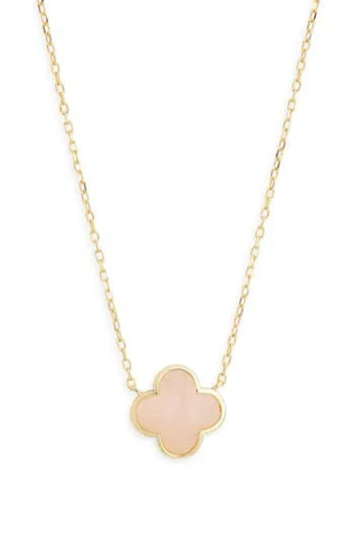 Argento Vivo Rose Quartz Clover Pendant Necklace In Gold