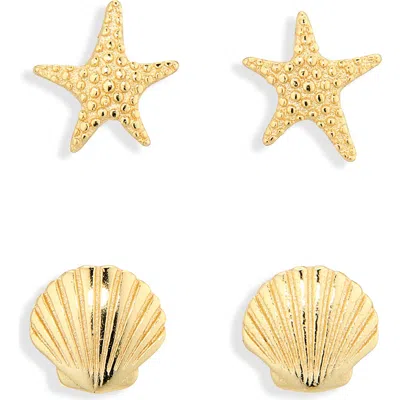 Argento Vivo Sea Life Set Of 2 Stud Earrings In Gold