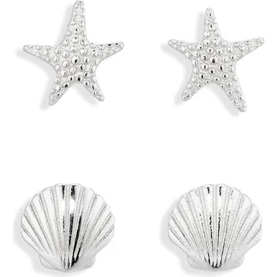 Argento Vivo Sea Life Set Of 2 Stud Earrings In Silver