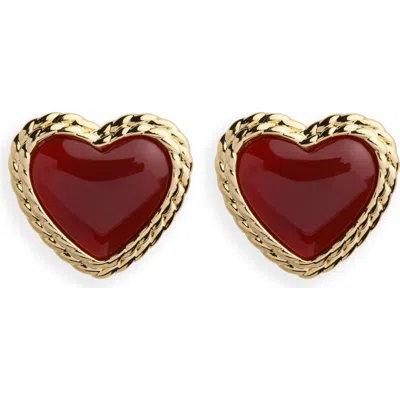 Argento Vivo Semiprecious Stone Heart Stud Earrings In Gold