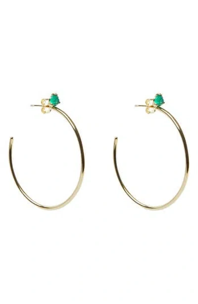 Argento Vivo Semiprecious Stone Hoop Earrings In Gold/green