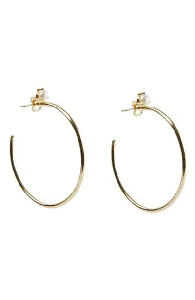 Argento Vivo Semiprecious Stone Hoop Earrings In Gold/pearl