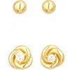 Argento Vivo Set Of 2 Assorted Stud Earrings In Gold