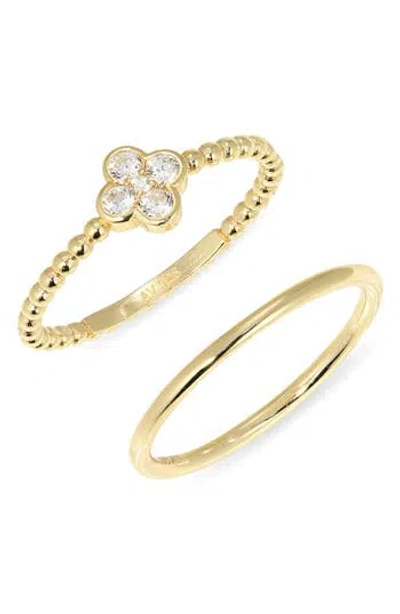 Argento Vivo Set Of 2 Clover Stacking Rings In Gold