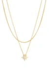 Argento Vivo Set Of 2 Cz Star Layered Chain Necklace In Gold