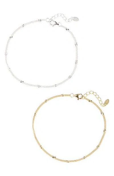 Argento Vivo Set Of 2 Double Layering Bracelets In Gold