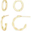 Argento Vivo Set Of 2 Hoop Earrings In Gold