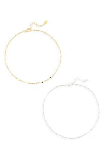 Argento Vivo Set Of 2 Kiss Chain Anklets In Gold