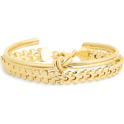 Argento Vivo Set Of 2 Knot & Watch Link Bracelets In Gold