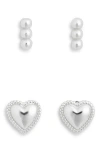 Argento Vivo Set Of 2 Line Bead Stud Earrings