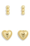 Argento Vivo Set Of 2 Line Bead Stud Earrings