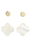Argento Vivo Set Of 2 Mother-of-pearl Stud Earrings