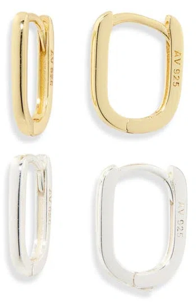 Argento Vivo Set Of 2 Oval Hoop Earrings In Multi