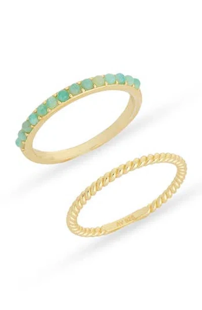 Argento Vivo Set Of 2 Semiprecious Stone Stackable Rings In Multi