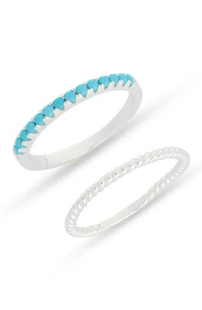 Argento Vivo Set Of 2 Semiprecious Stone Stackable Rings In Silver