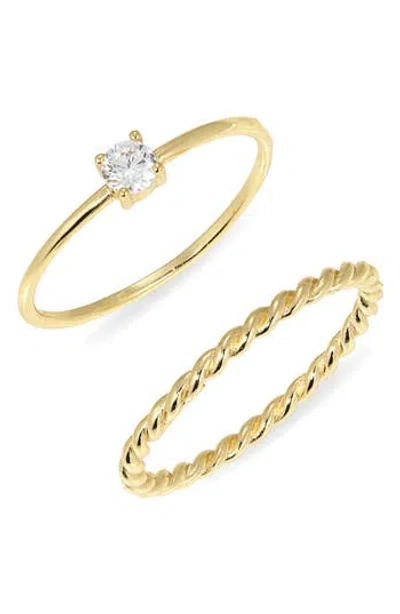 Argento Vivo Set Of 2 Solitaire Stacking Rings In Pattern