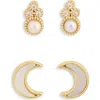 Argento Vivo Set Of 2 Stud Earrings In Gold