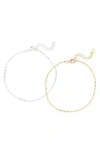 Argento Vivo Set Of 2 Textured Layering Bracelets In Gold/silver