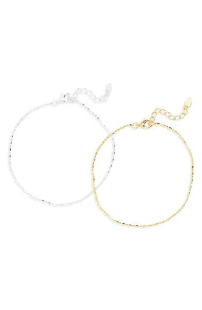 Argento Vivo Set Of 2 Textured Layering Bracelets In Gold