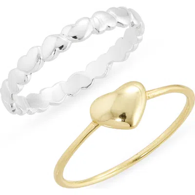 Argento Vivo Set Of 2 Two-tone Stacking Rings In Multi
