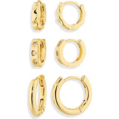 Argento Vivo Set Of 3 Huggie Hoop Earrings In Gold