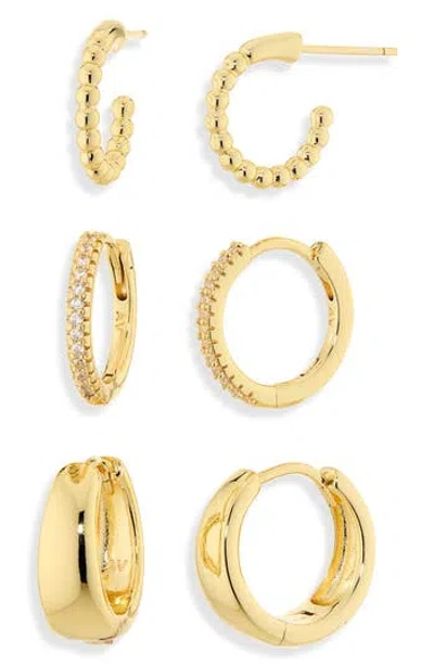 Argento Vivo Set Of 3 Huggie Hoop Earrings In Gold