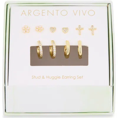 Argento Vivo Set Of 5 Stud & Huggie Earrings In Gold