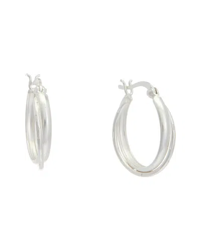Argento Vivo Silver Twisted Hoops In White