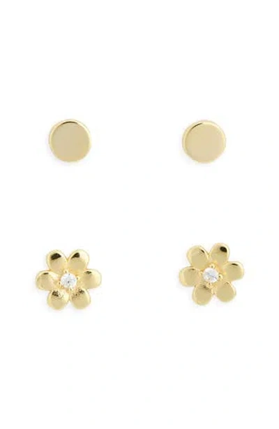 Argento Vivo Solid & Flower Stud Earrings Set