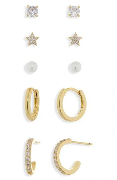 Argento Vivo Star Set Of 5 Assorted Stud & Hoop Earrings In Gold