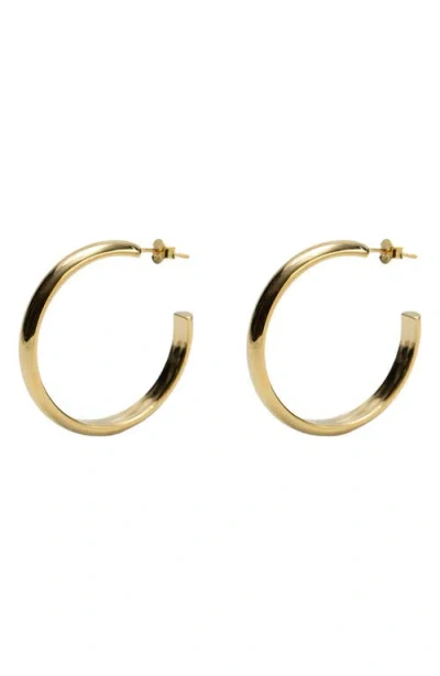 Argento Vivo Sterling Silver 18k Gold Plate Sterling Silver Flat Edge Hoop Earrings