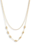 Argento Vivo Sterling Silver 18k Gold Plate Sterling Silver Station Layered Chain Necklace In Gold
