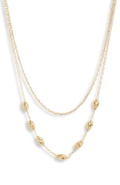 Argento Vivo Sterling Silver 18k Gold Plate Sterling Silver Station Layered Chain Necklace