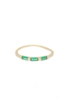 Argento Vivo Sterling Silver 18k Gold Plated Sterling Silver Baguette Crystal Stackable Ring In Gold/green