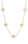 Argento Vivo Sterling Silver 18k Gold Plated Sterling Silver Mother-of-pearl Clover Station Necklace In Gold
