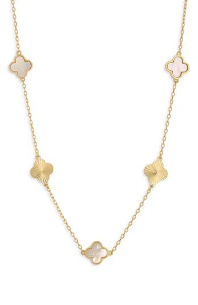 Argento Vivo Sterling Silver 18k Gold Plated Sterling Silver Mother-of-pearl Clover Station Necklace