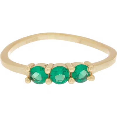 Argento Vivo Sterling Silver 18k Gold Plated Sterling Silver Three-stone Ring In Gold/green