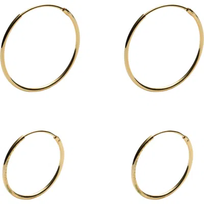 Argento Vivo Sterling Silver 2 Pairs Of Endless Hoop Earrings In Gold