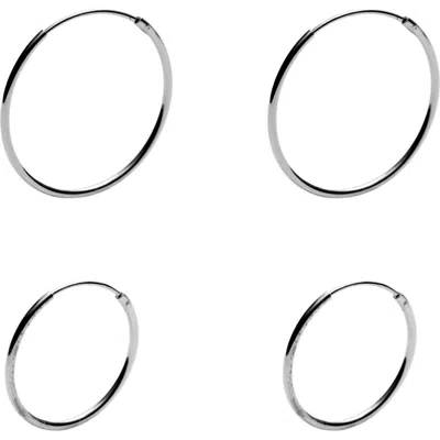Argento Vivo Sterling Silver 2 Pairs Of Endless Hoop Earrings