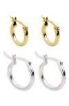 Argento Vivo Sterling Silver 2 Pairs Of Hoop Earrings In Multi
