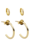 Argento Vivo Sterling Silver 2 Pairs Of Mismatched Earrings In Gold