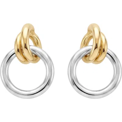 Argento Vivo Sterling Silver 2-tone Mini Knot Earrings In Multi