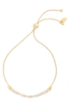 Argento Vivo Sterling Silver Baguette Cubic Zirconia Slider Bracelet In Gold