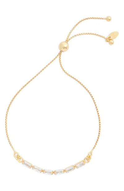 Argento Vivo Sterling Silver Baguette Cubic Zirconia Slider Bracelet In Gold