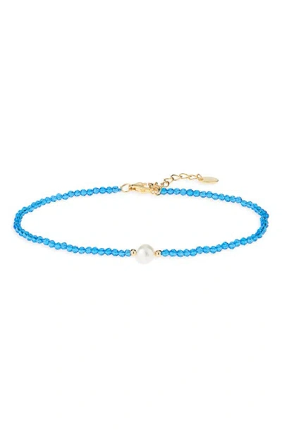 Argento Vivo Sterling Silver Bead & Imitation Pearl Bracelet In Blue