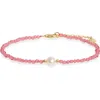 Argento Vivo Sterling Silver Bead & Imitation Pearl Bracelet In Pink